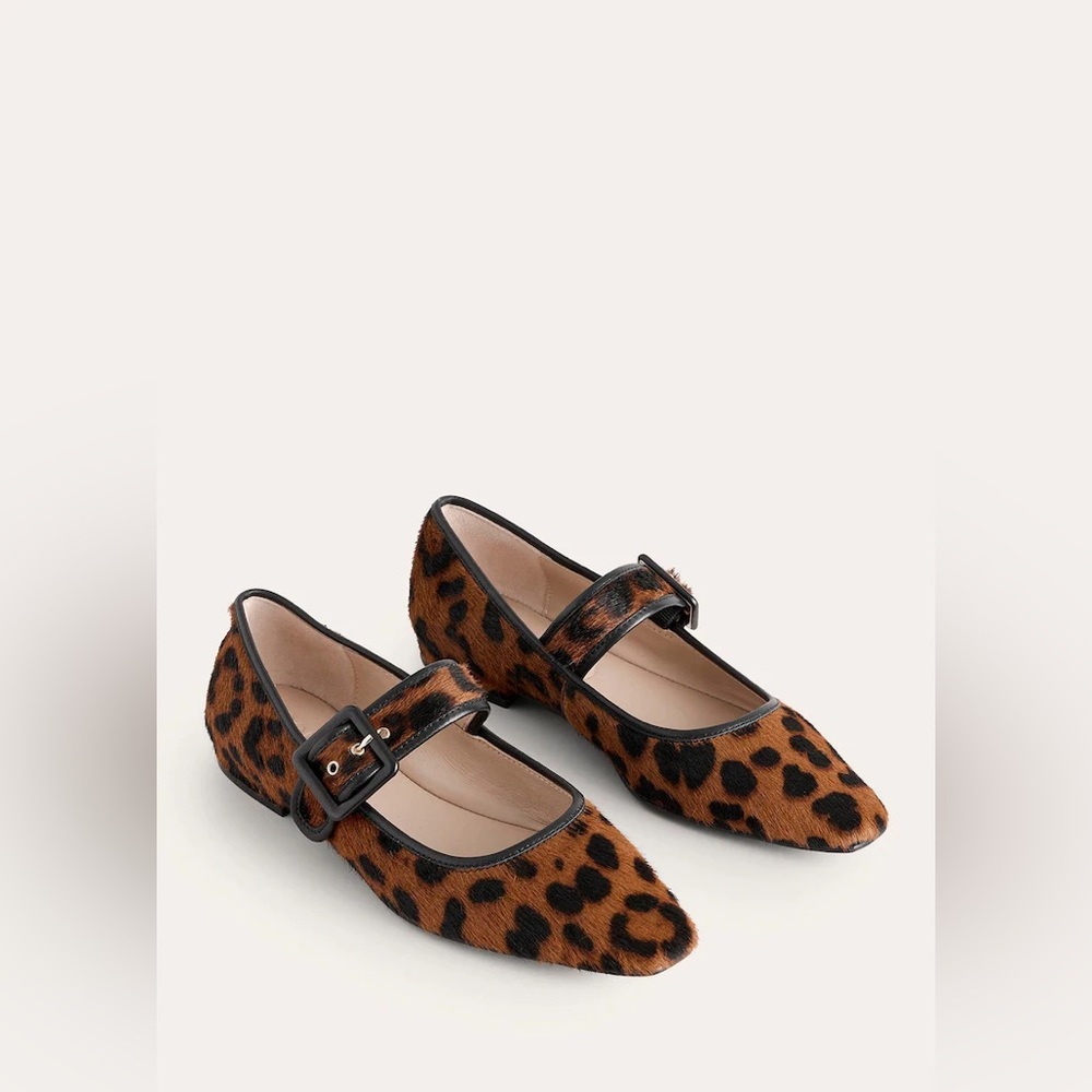 NWT- Boden BrownVic Chisel Toe Mary Jane Shoes in Leopard Size 7 (38)